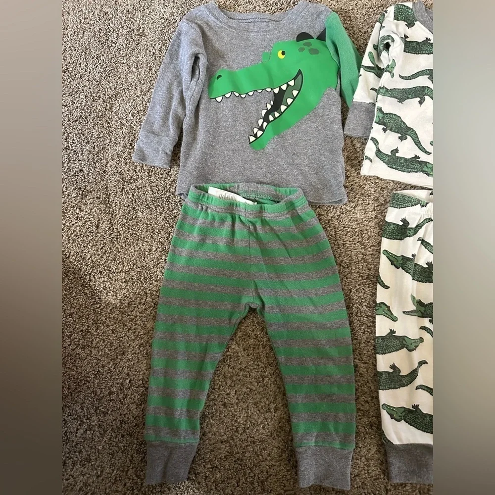 Baby Crocodile Pajama Set - Gray and Green
